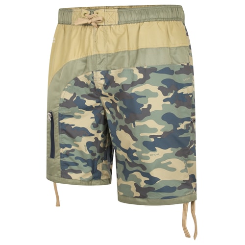 KAM Camo Panel Board Shorts Khaki